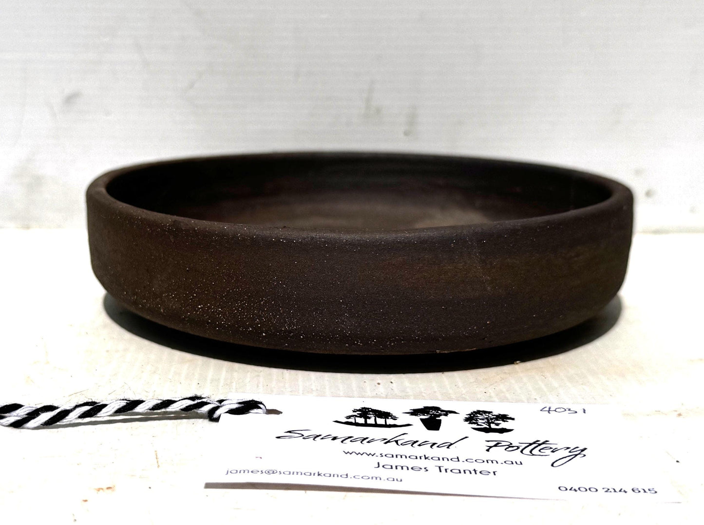 Round 16.5cm Smooth Black Stoneware Bonsai Pot