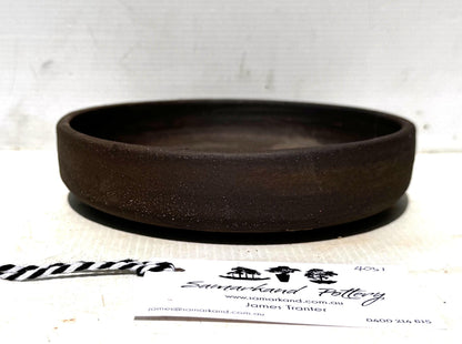 Round 16.5cm Smooth Black Stoneware Bonsai Pot