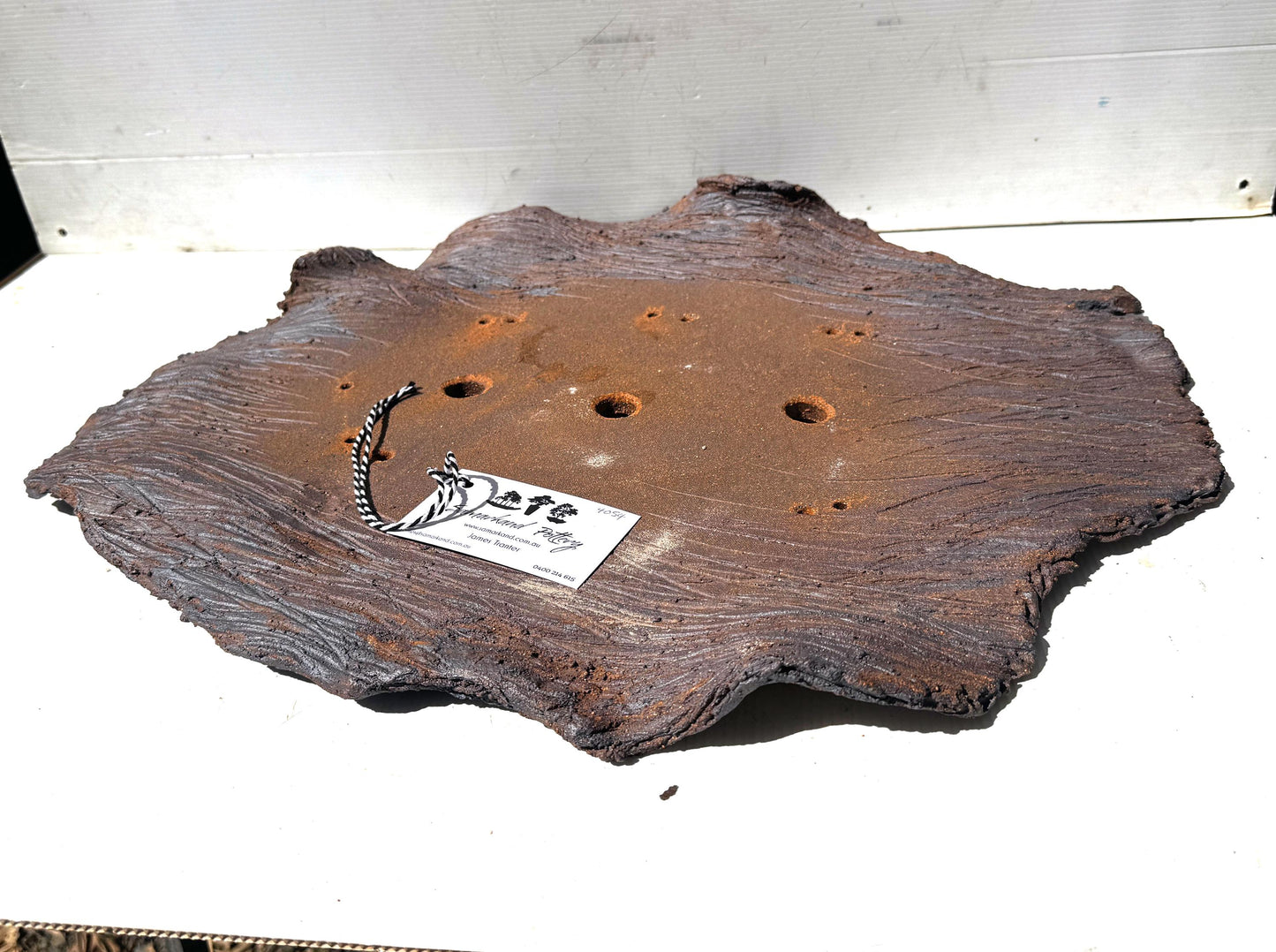56cm Slab Brown Stoneware Textured Bonsai Pot