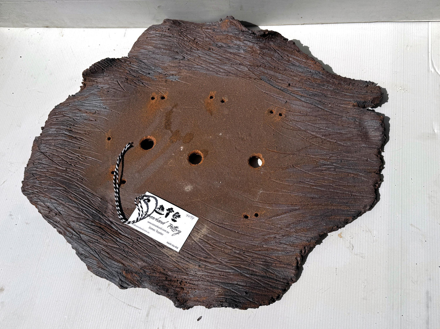 56cm Slab Brown Stoneware Textured Bonsai Pot