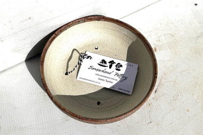 Round 17cm Purple and Green Smooth Glazed Stoneware Bonsai Pot