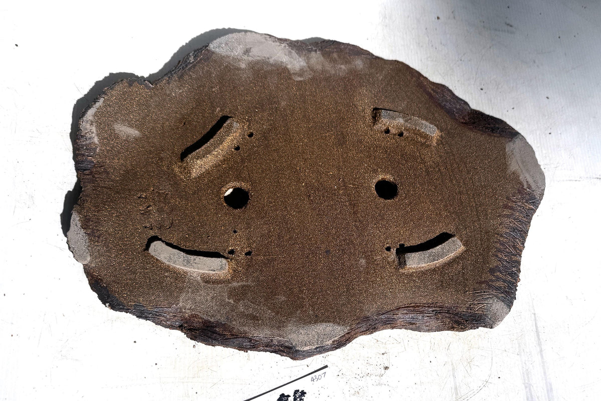40cm Slab Brown Stoneware Textured Bonsai Pot