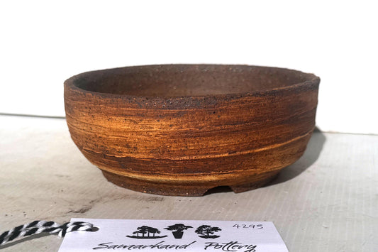 Round 14.5cm Brown Smooth Finish Stoneware Unglazed Bonsai Pot