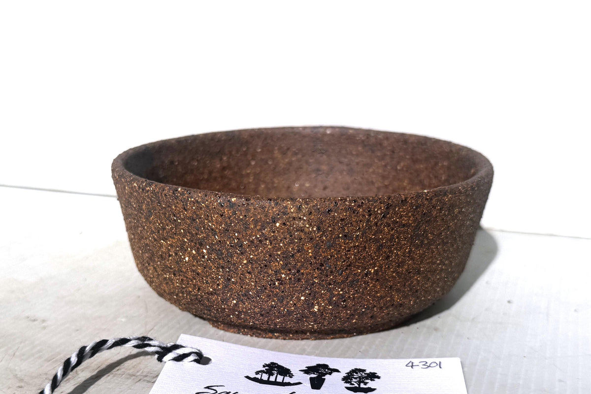 Round 11cm Brown Smooth Finish Stoneware Unglazed Bonsai Pot
