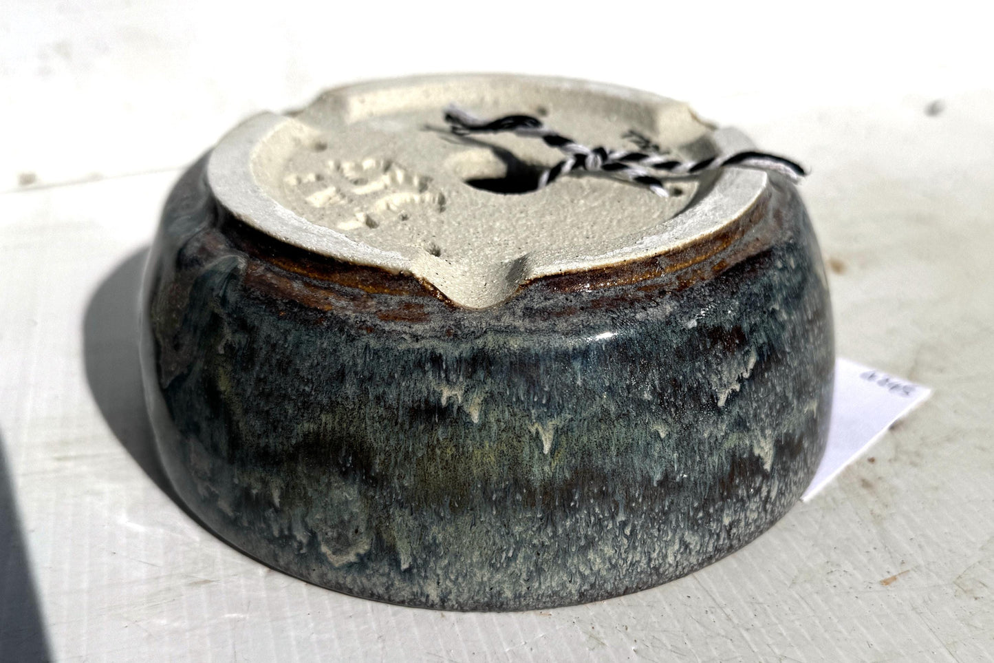 Round 15cm Blue Glazed Stoneware Bonsai Pot