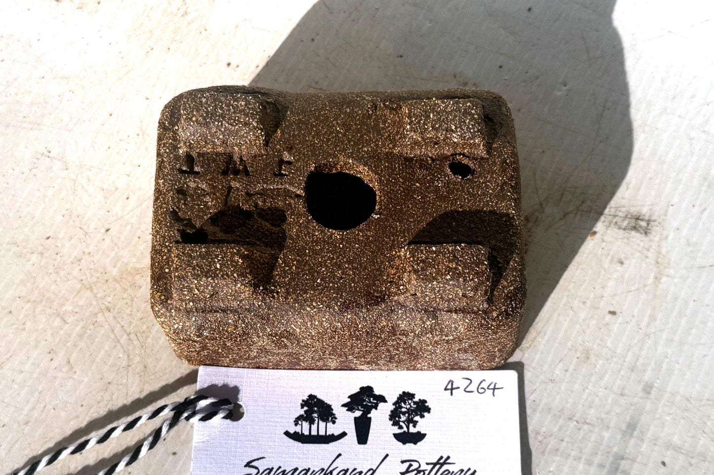 Rectangular 10cm Brown Stoneware Woodash Bonsai Pot