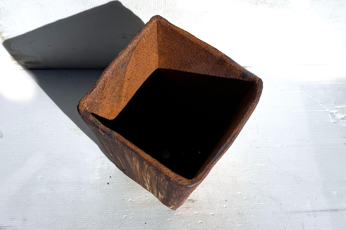 Square Cascade 19cm Brown Smooth Stoneware Bonsai Pot