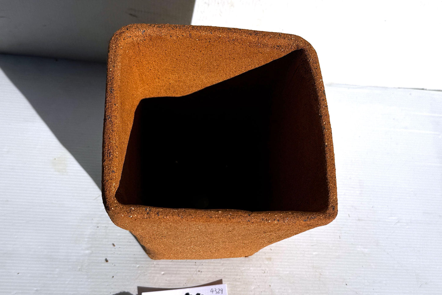 Square 16cm Brown Smooth Stoneware Bonsai Pot