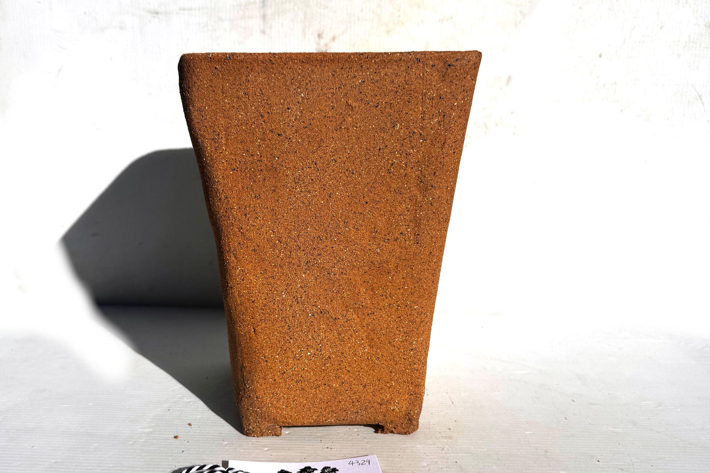 Square 16cm Brown Smooth Stoneware Bonsai Pot