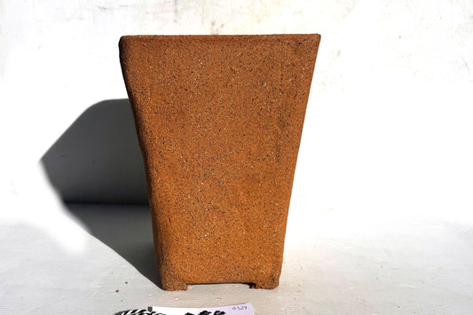 Square 16cm Brown Smooth Stoneware Bonsai Pot