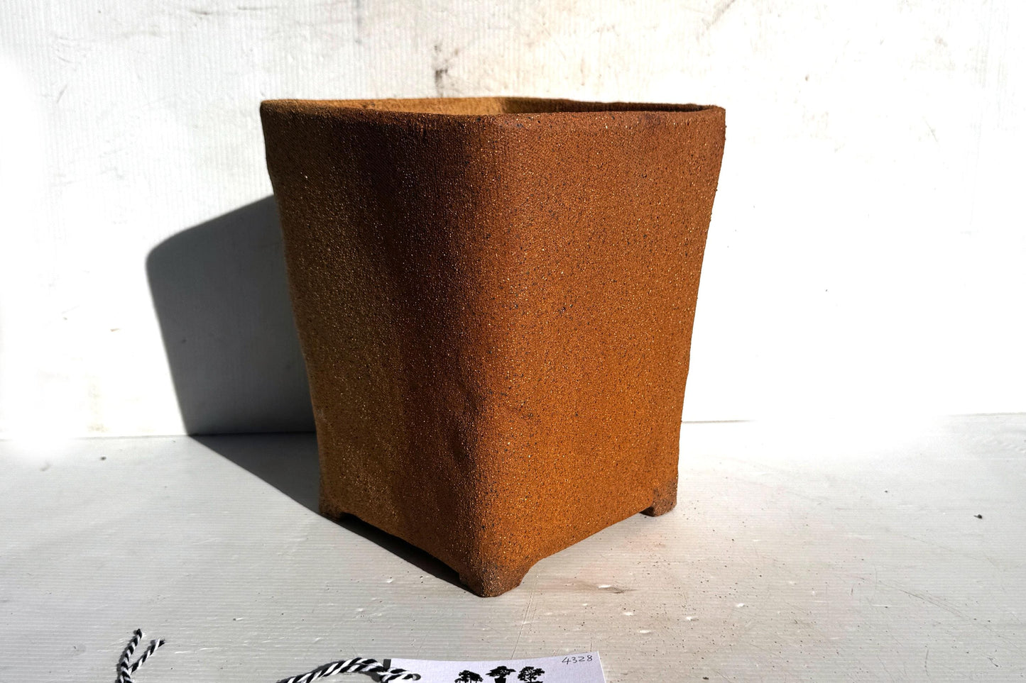 Square 18.5cm Brown Smooth Stoneware Bonsai Pot