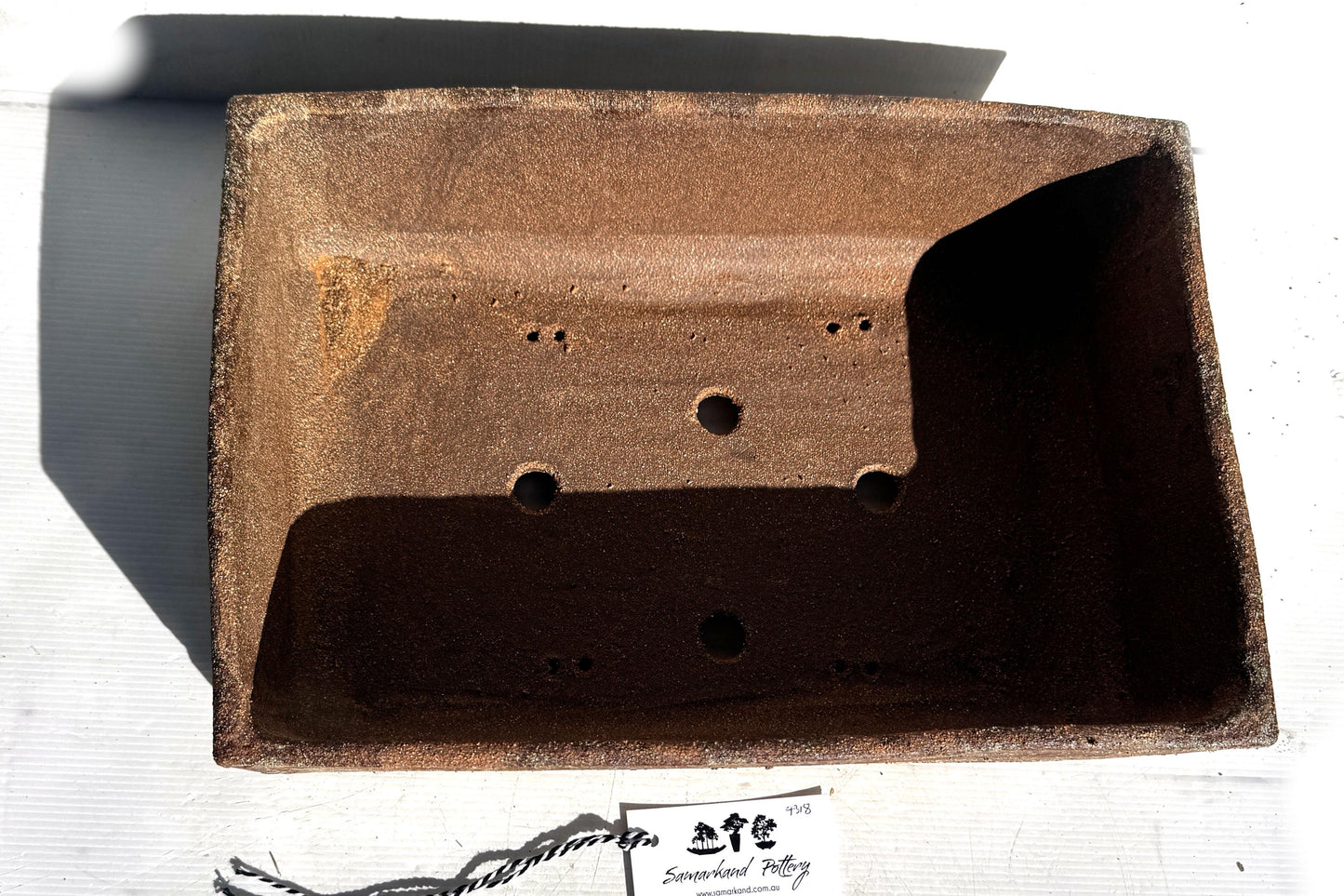 Rectangular 39cm Brown Stoneware Woodash Bonsai Pot