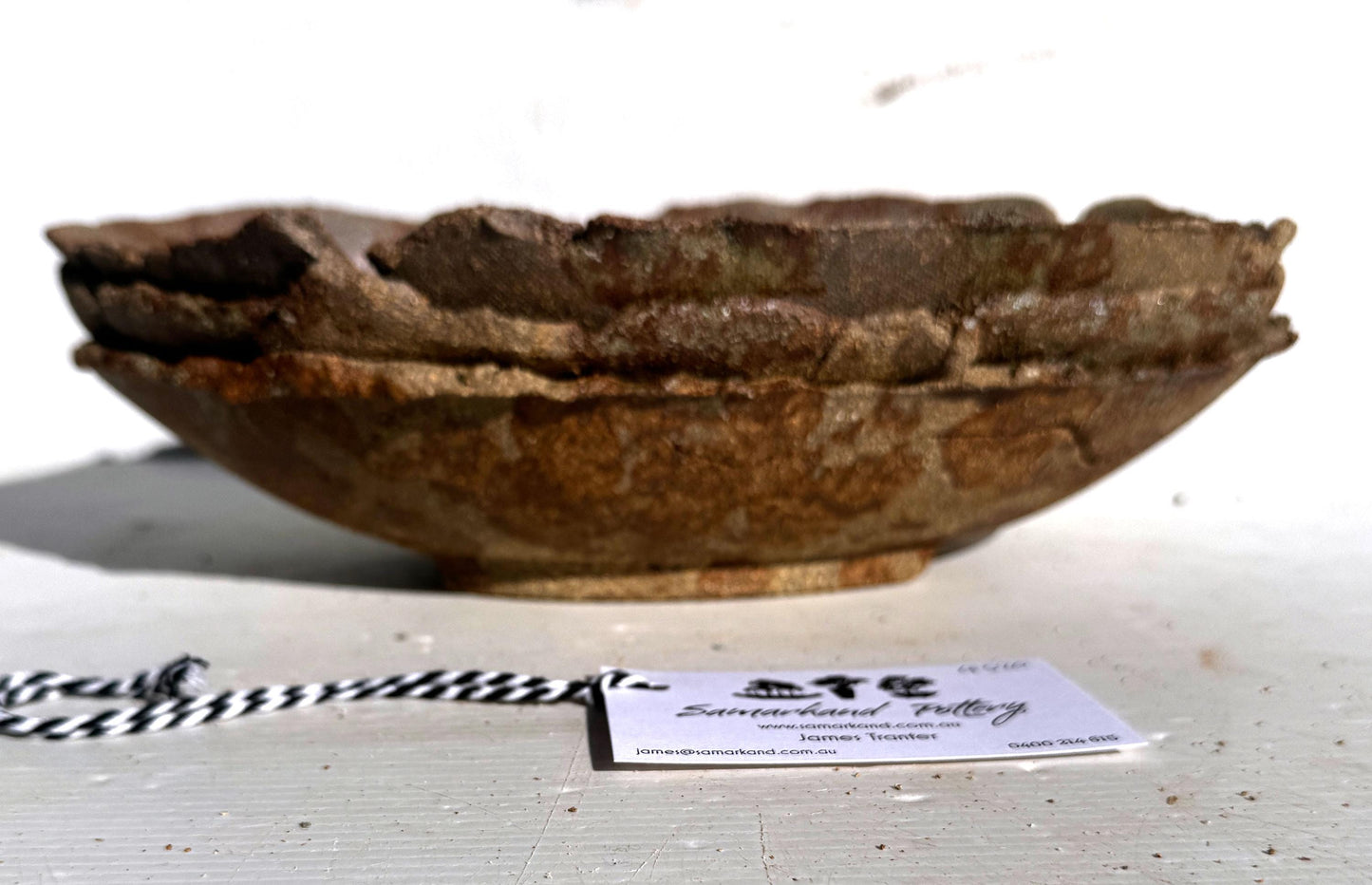 30.5cm Oval Brown Woodash Layered Finish Stoneware Unglazed Bonsai Pot