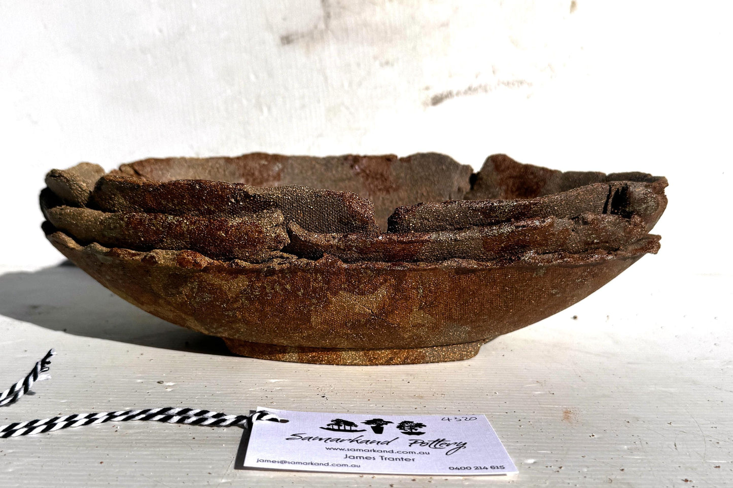 30.5cm Oval Brown Woodash Layered Finish Stoneware Unglazed Bonsai Pot