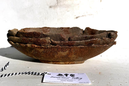 30.5cm Oval Brown Woodash Layered Finish Stoneware Unglazed Bonsai Pot