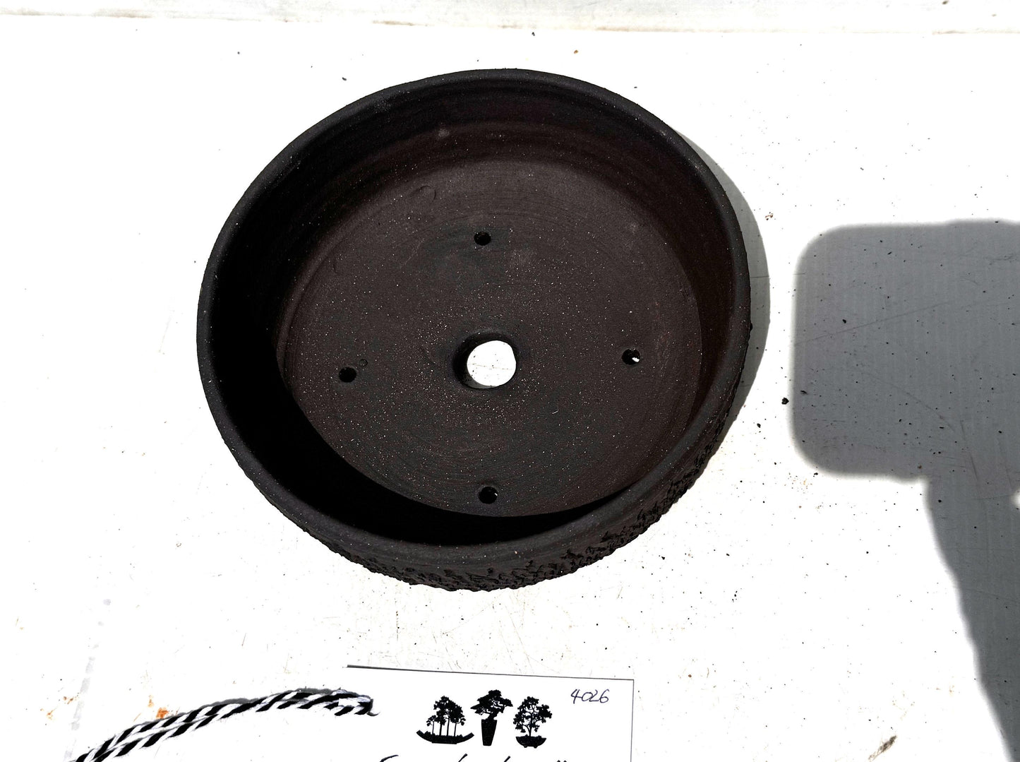 Round 17.5cm Black Textured Stoneware Unglazed Bonsai Pot