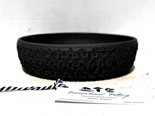 Round 18.5cm Black Textured Stoneware Unglazed Bonsai Pot