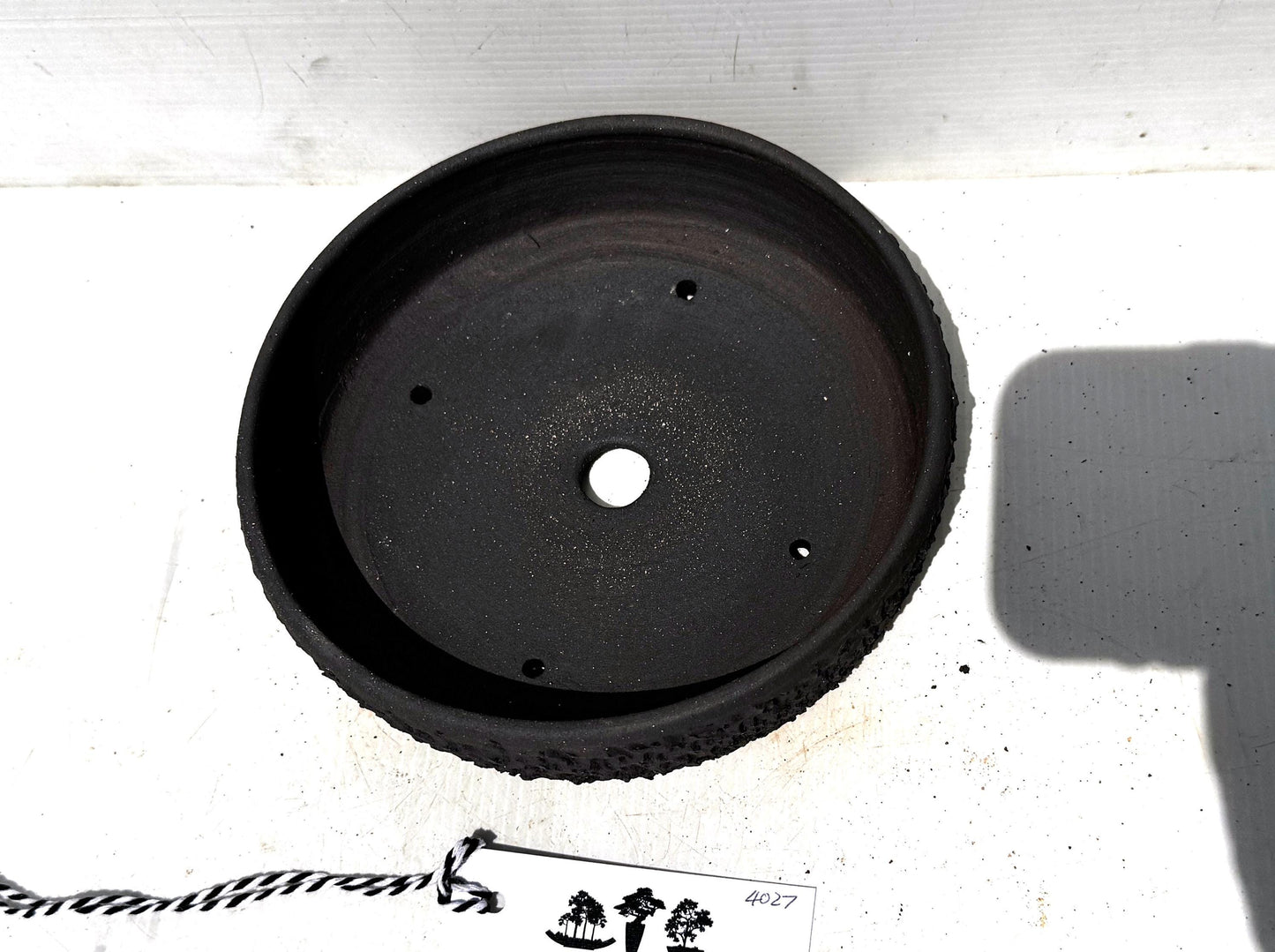 Round 18.5cm Black Textured Stoneware Unglazed Bonsai Pot