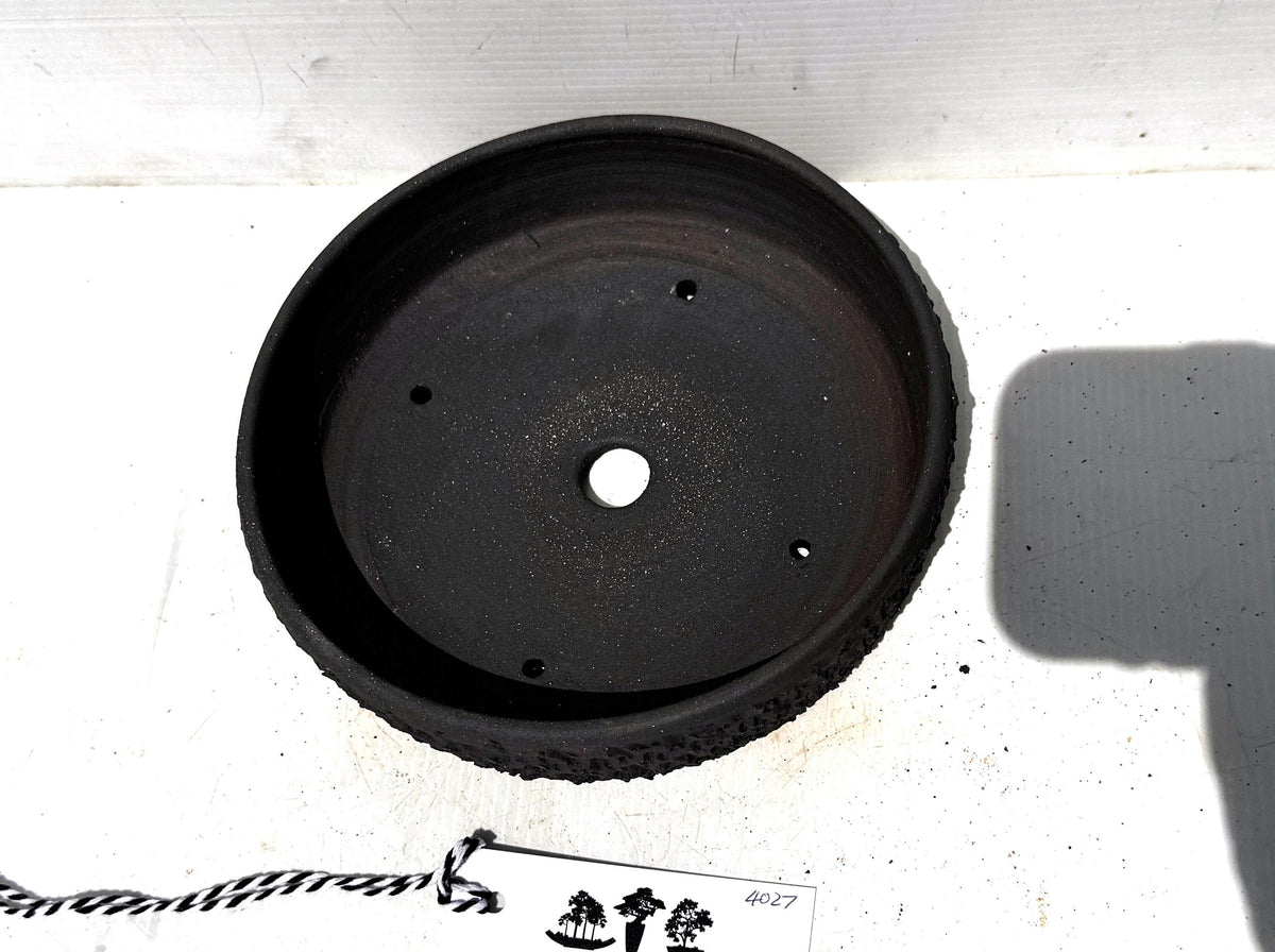 Round 18.5cm Black Textured Stoneware Unglazed Bonsai Pot