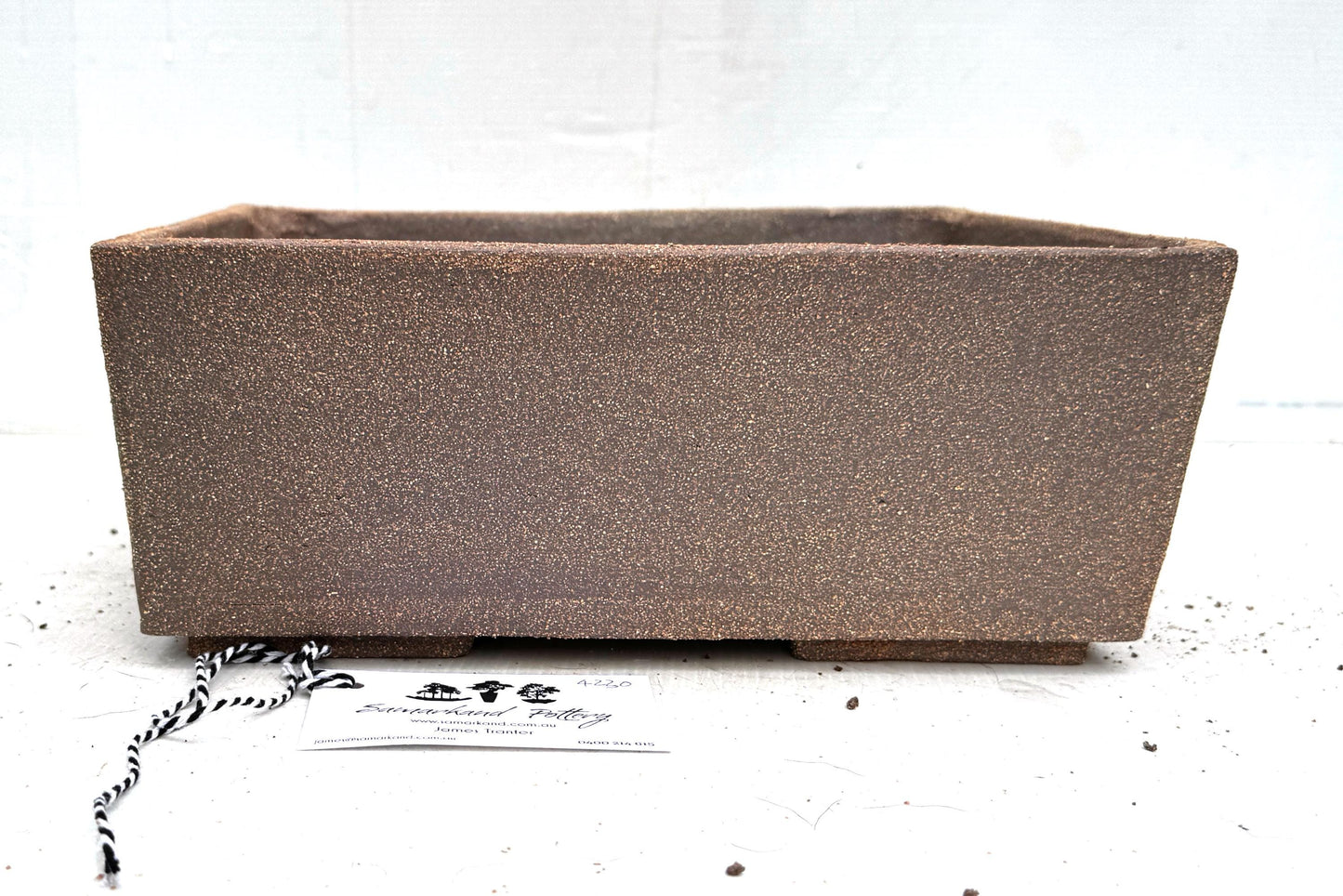 Rectangular 30cm Brown Stoneware Smooth Unglazed Bonsai Pot