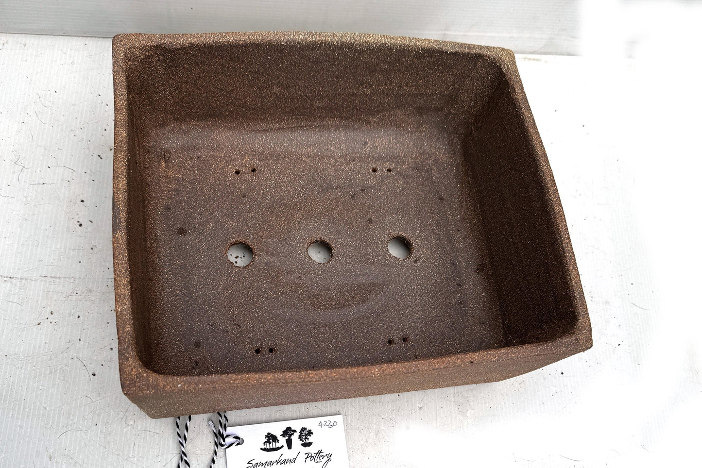 Rectangular 30cm Brown Stoneware Smooth Unglazed Bonsai Pot