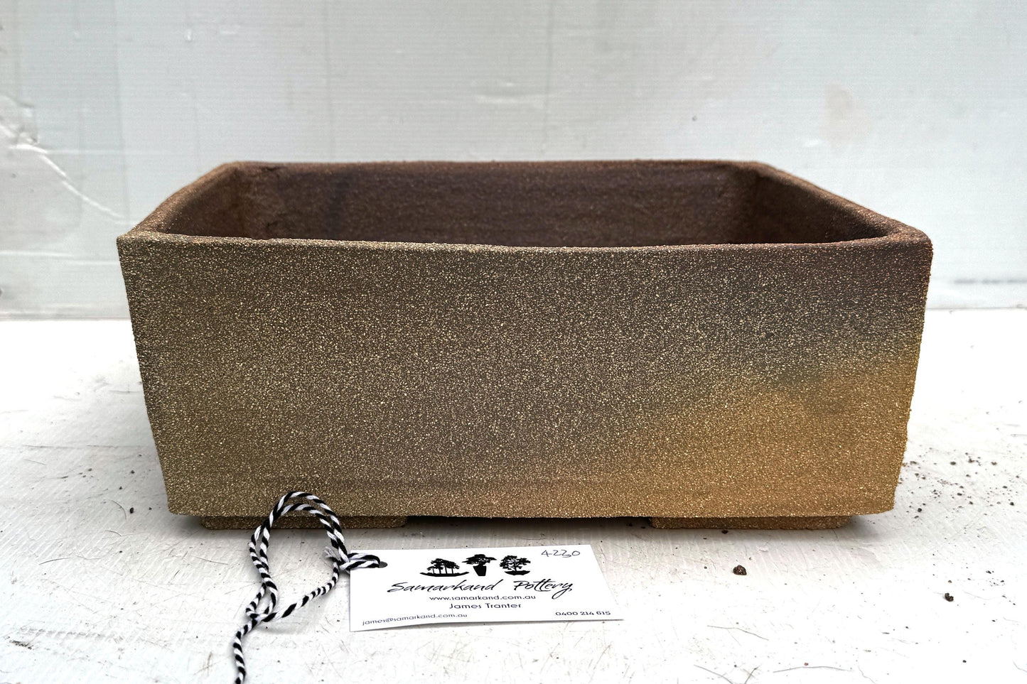 Rectangular 30cm Brown Stoneware Smooth Unglazed Bonsai Pot