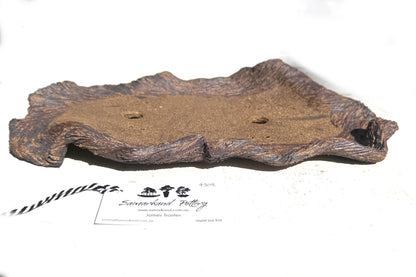40cm Slab Brown Stoneware Textured Bonsai Pot