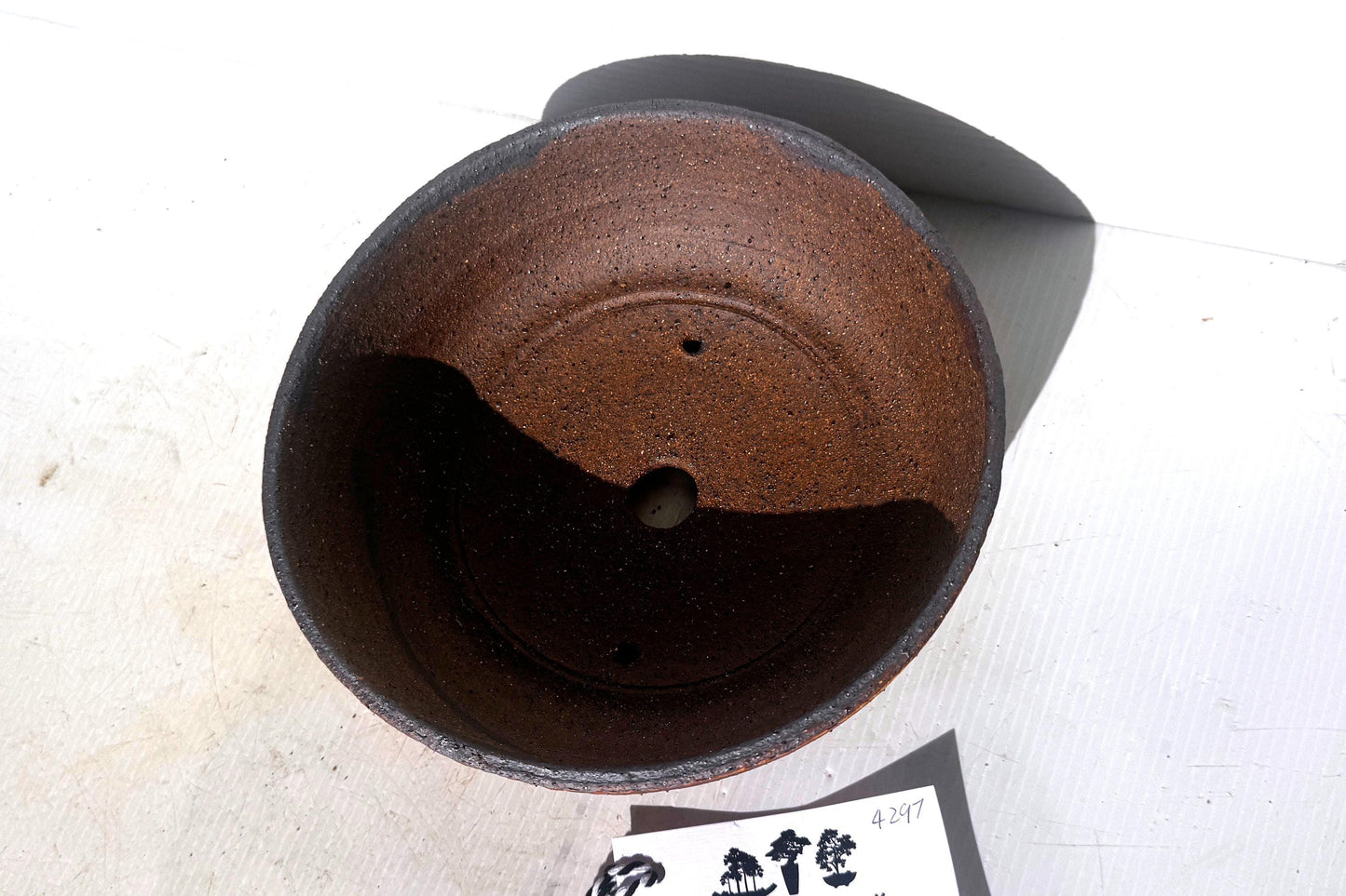 Round 19cm Brown Split Finish Stoneware Unglazed Bonsai Pot