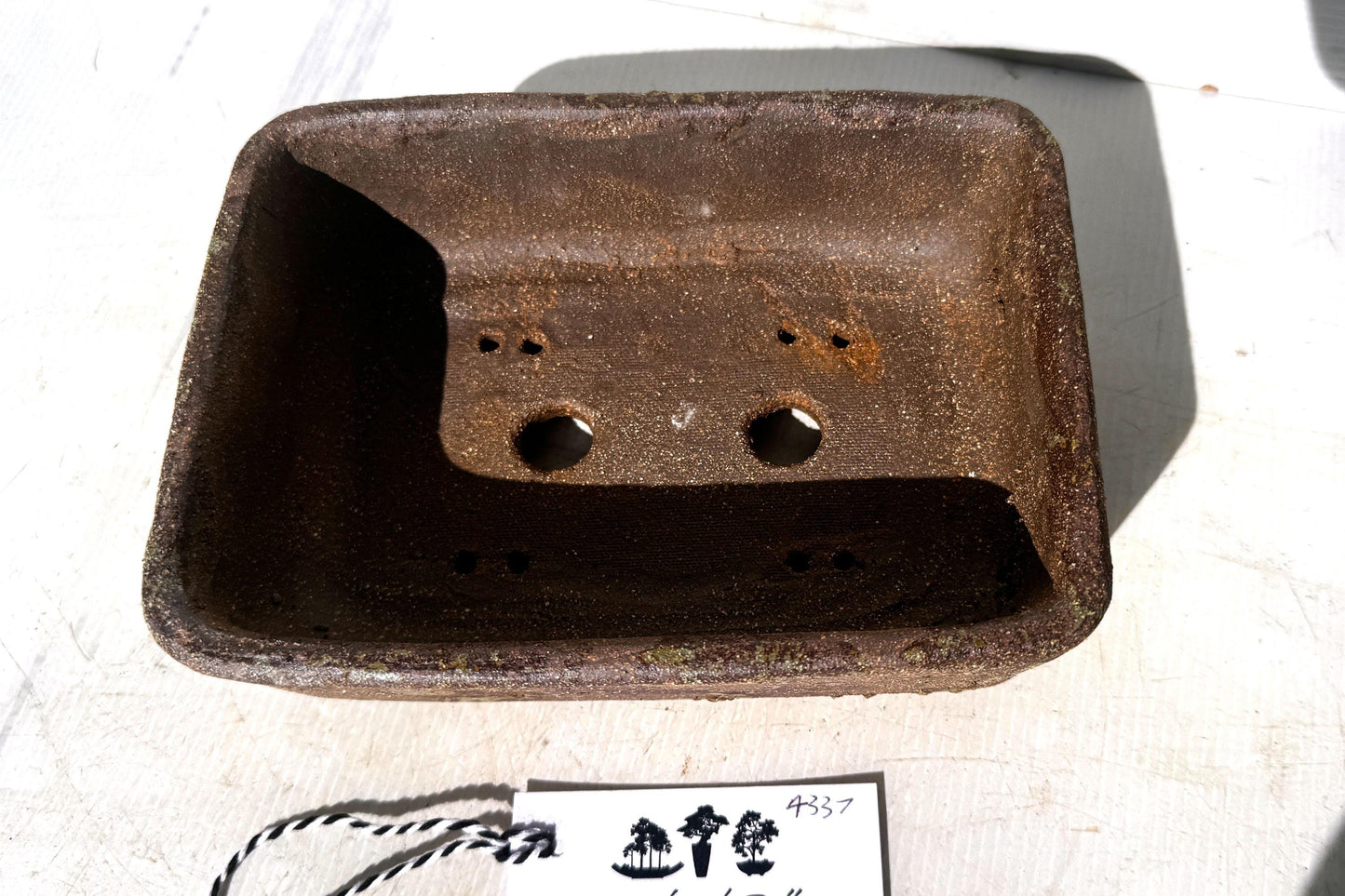 Rectangular 21cm Brown Stoneware Woodash Bonsai Pot