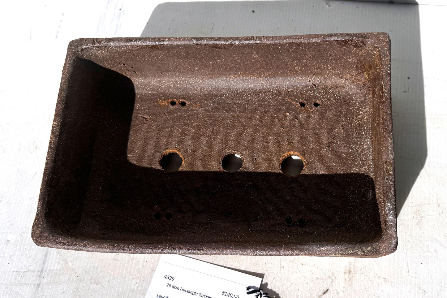 Rectangular 26.5cm Brown Stoneware Woodash Bonsai Pot