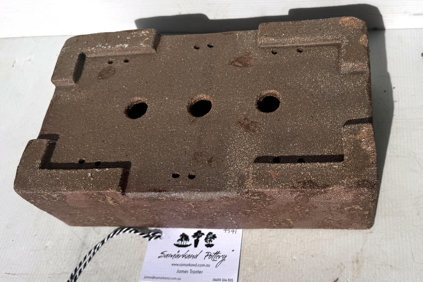 Rectangular 30cm Brown Stoneware Woodash Bonsai Pot