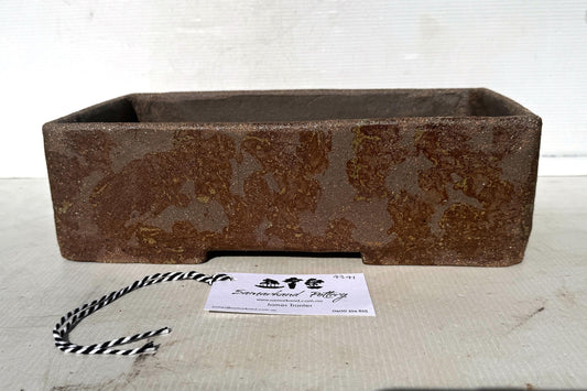Rectangular 30cm Brown Stoneware Woodash Bonsai Pot