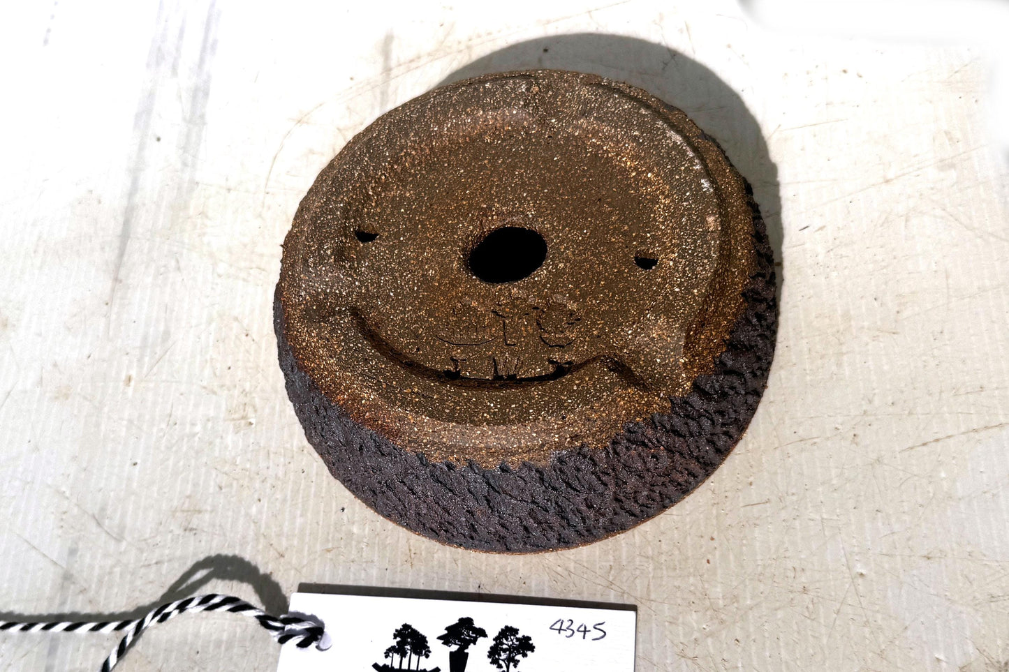 Round 13.5cm Brown Textured Stoneware Bonsai Pot