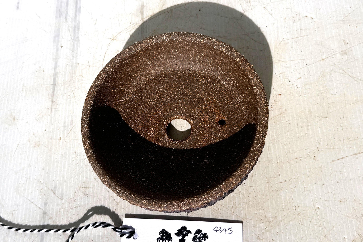 Round 13.5cm Brown Textured Stoneware Bonsai Pot