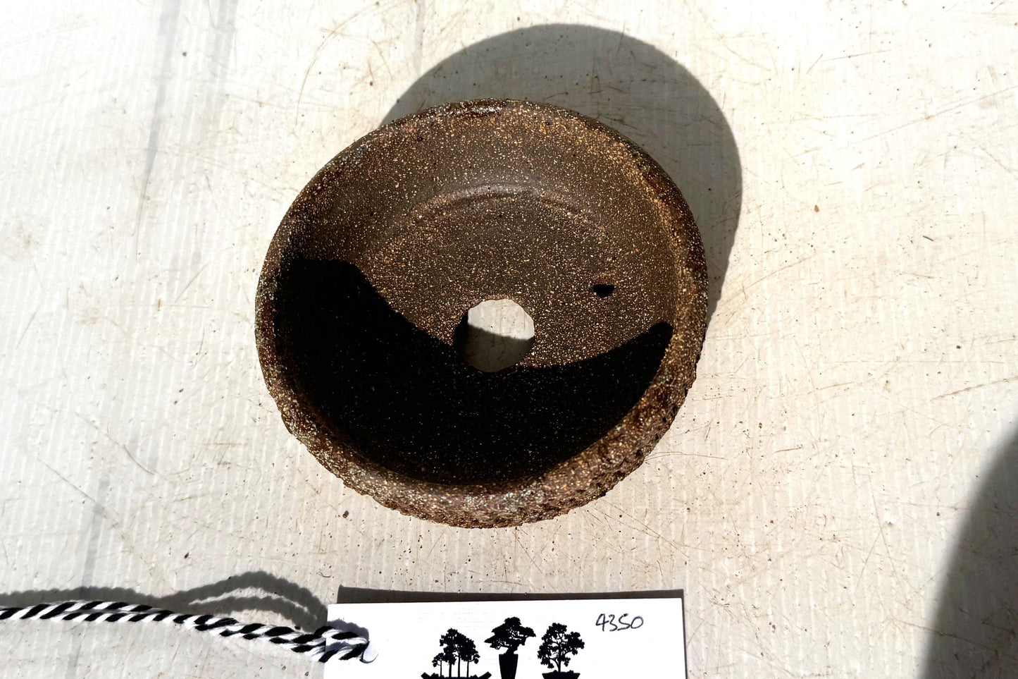 Round 11.5cm Brown Woodash Textured Finish Stoneware Bonsai Pot