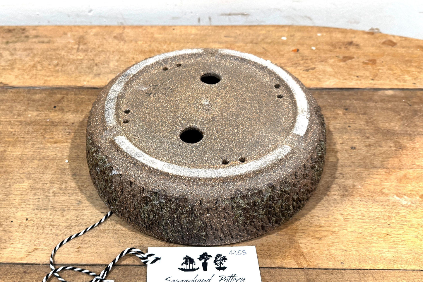 Round 24cm Brown Woodash Textured Finish Stoneware Bonsai Pot
