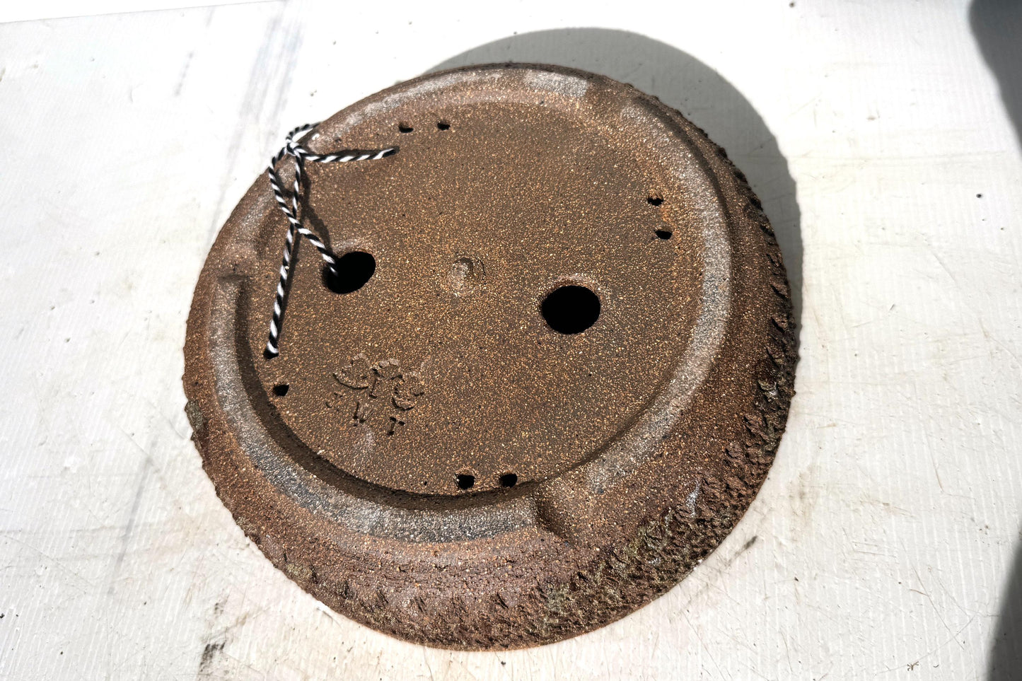 Round 24cm Brown Woodash Textured Finish Stoneware Bonsai Pot