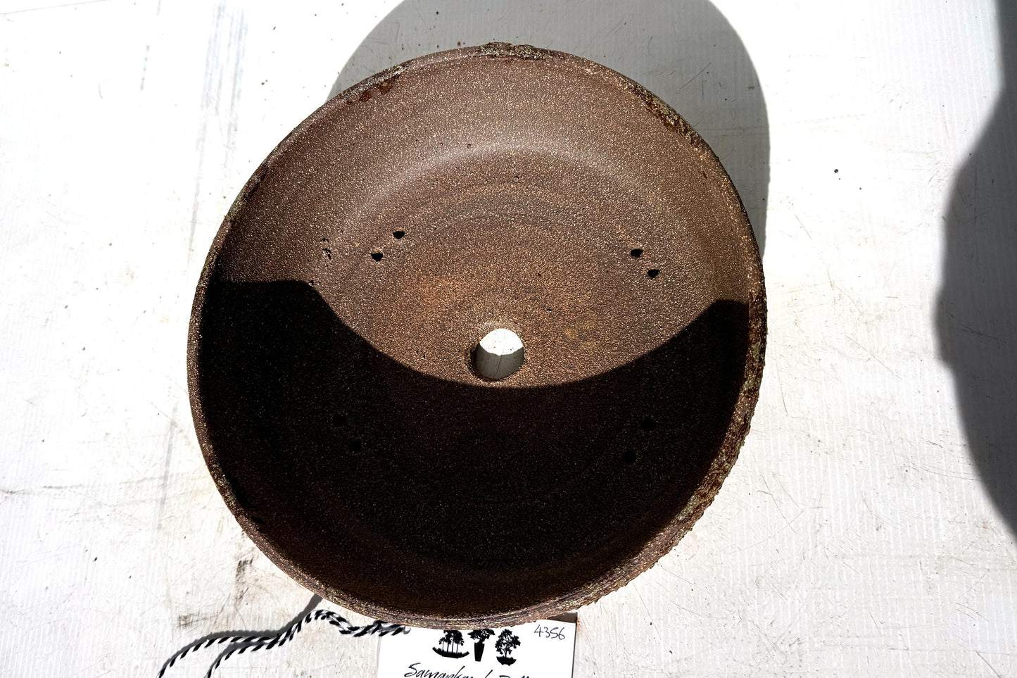 Round 25cm Brown Woodash Textured Finish Stoneware Bonsai Pot