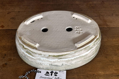 Oval 30cm Green and Grey Glazed Stoneware Bonsai Pot