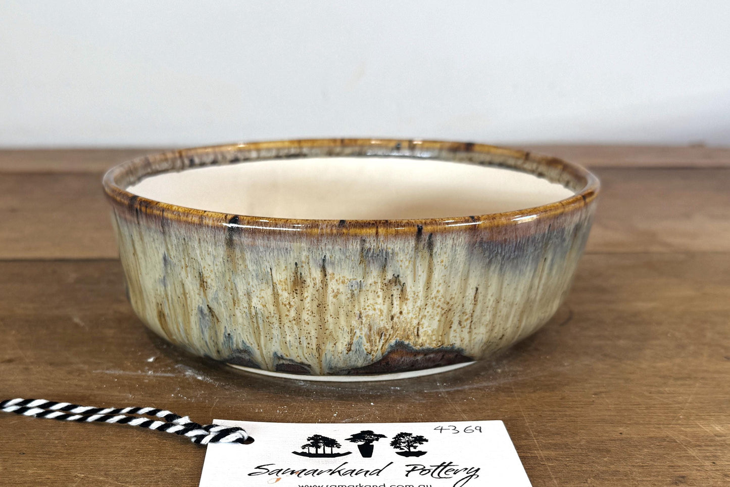 Round 19.5cm Multi-Coloured Glazed Stoneware Bonsai Pot