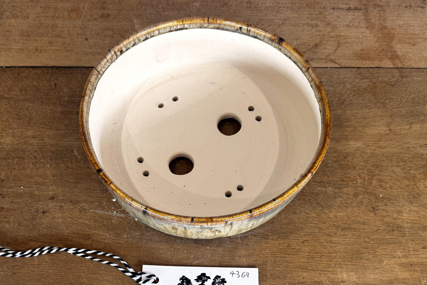 Round 19.5cm Multi-Coloured Glazed Stoneware Bonsai Pot