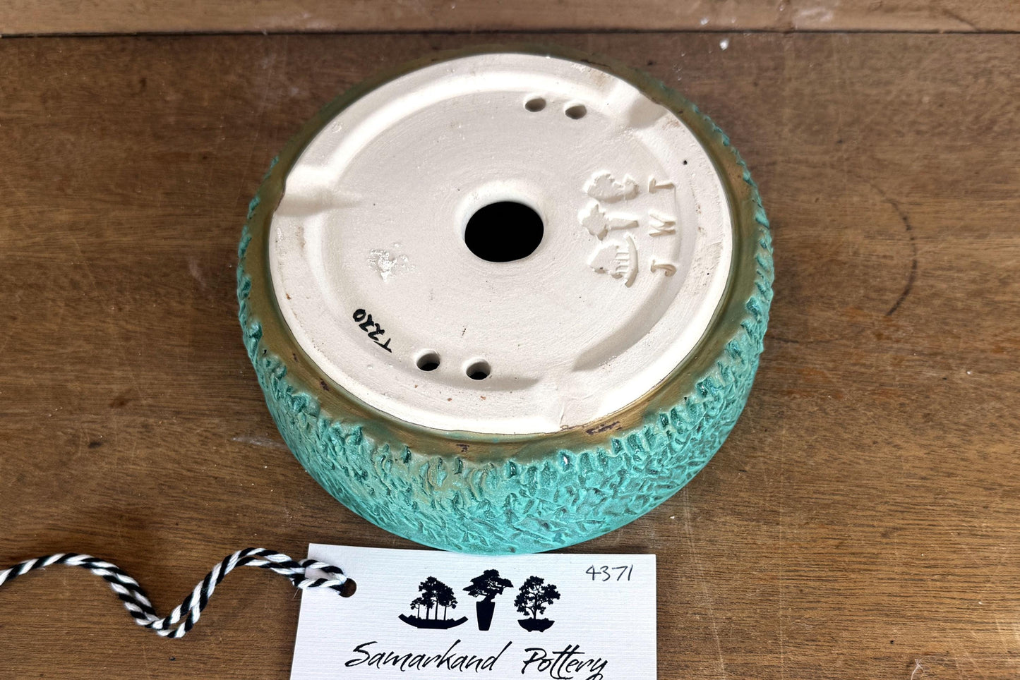 Round 14.5cm Green Glazed Stoneware Bonsai Pot