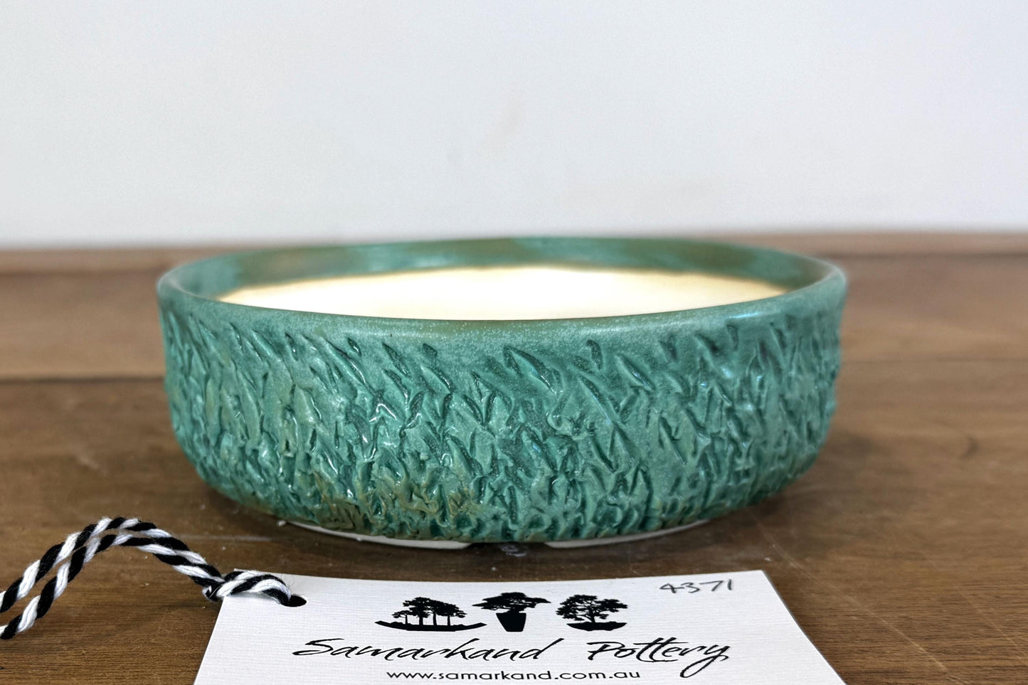 Round 14.5cm Green Glazed Stoneware Bonsai Pot