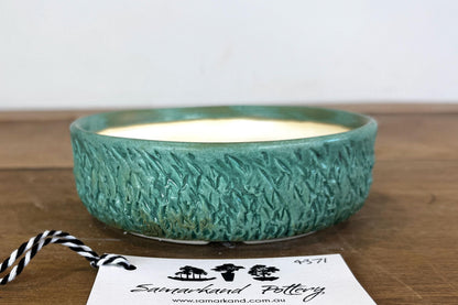 Round 14.5cm Green Glazed Stoneware Bonsai Pot