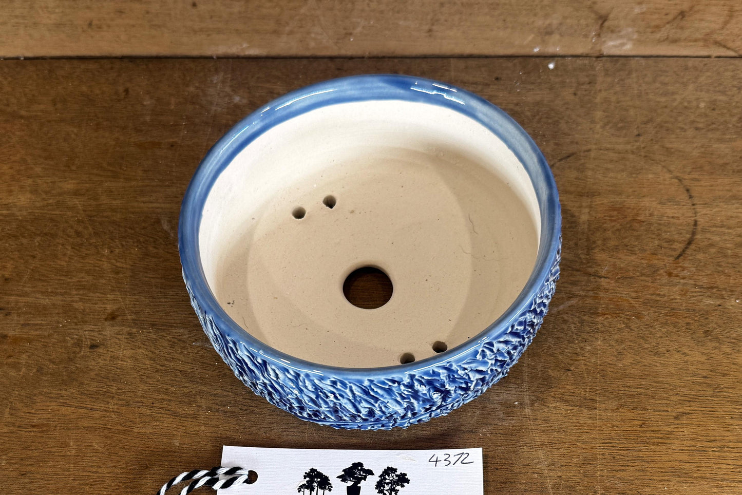 Round 13cm Blue Glazed Stoneware Bonsai Pot