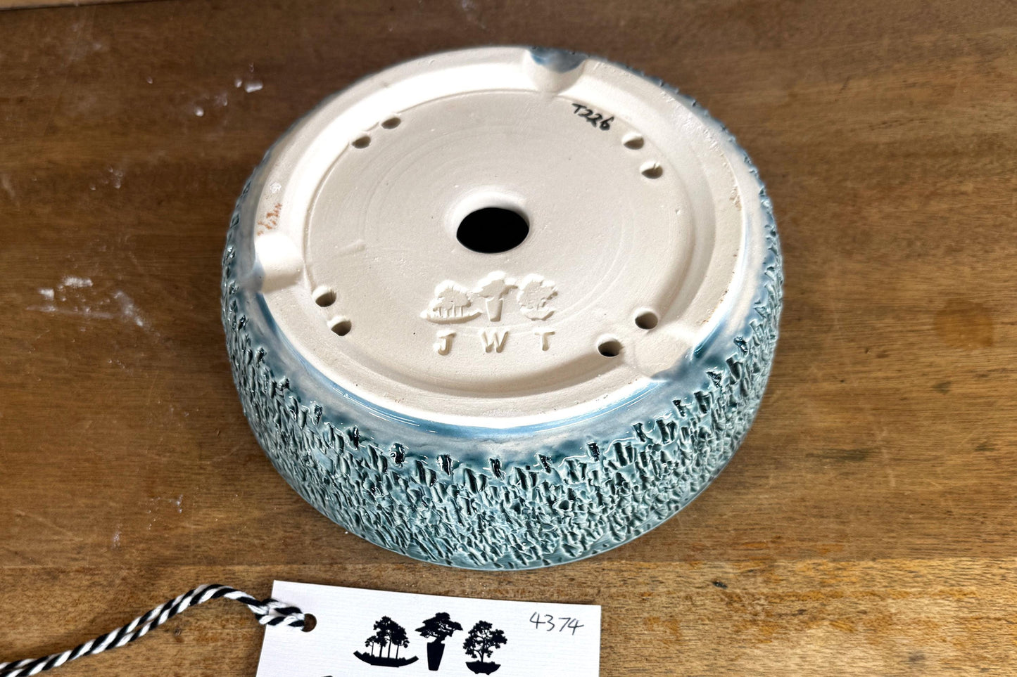 Round 16cm Green Glazed Stoneware Bonsai Pot