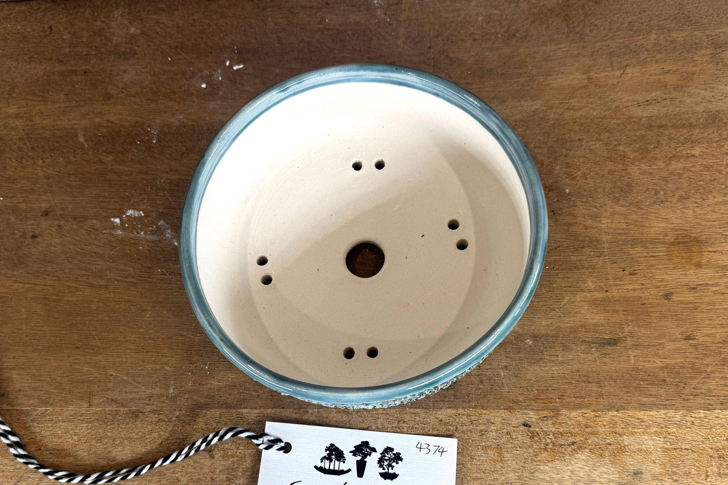 Round 16cm Green Glazed Stoneware Bonsai Pot