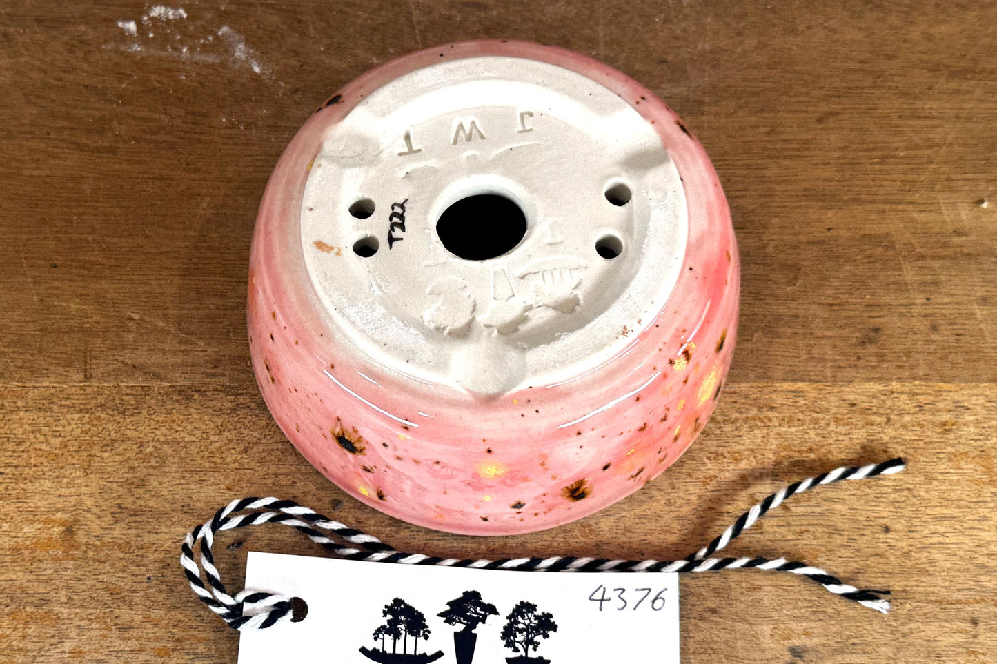 Round 11cm Pink Glazed Stoneware Bonsai Pot