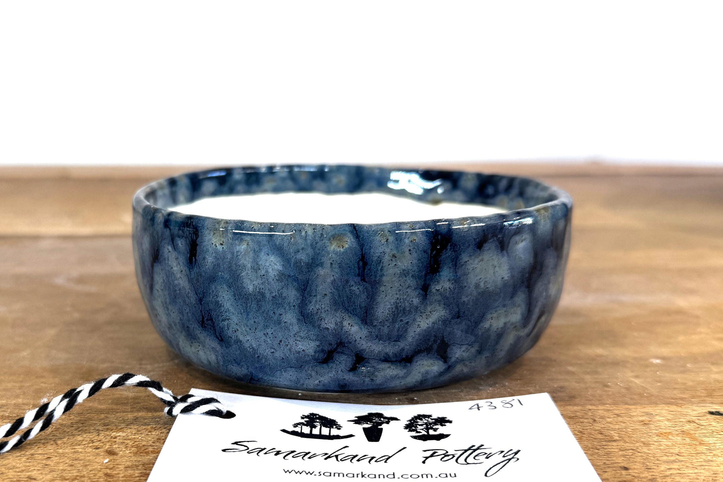 Round 13cm Blue Glazed Stoneware Bonsai Pot
