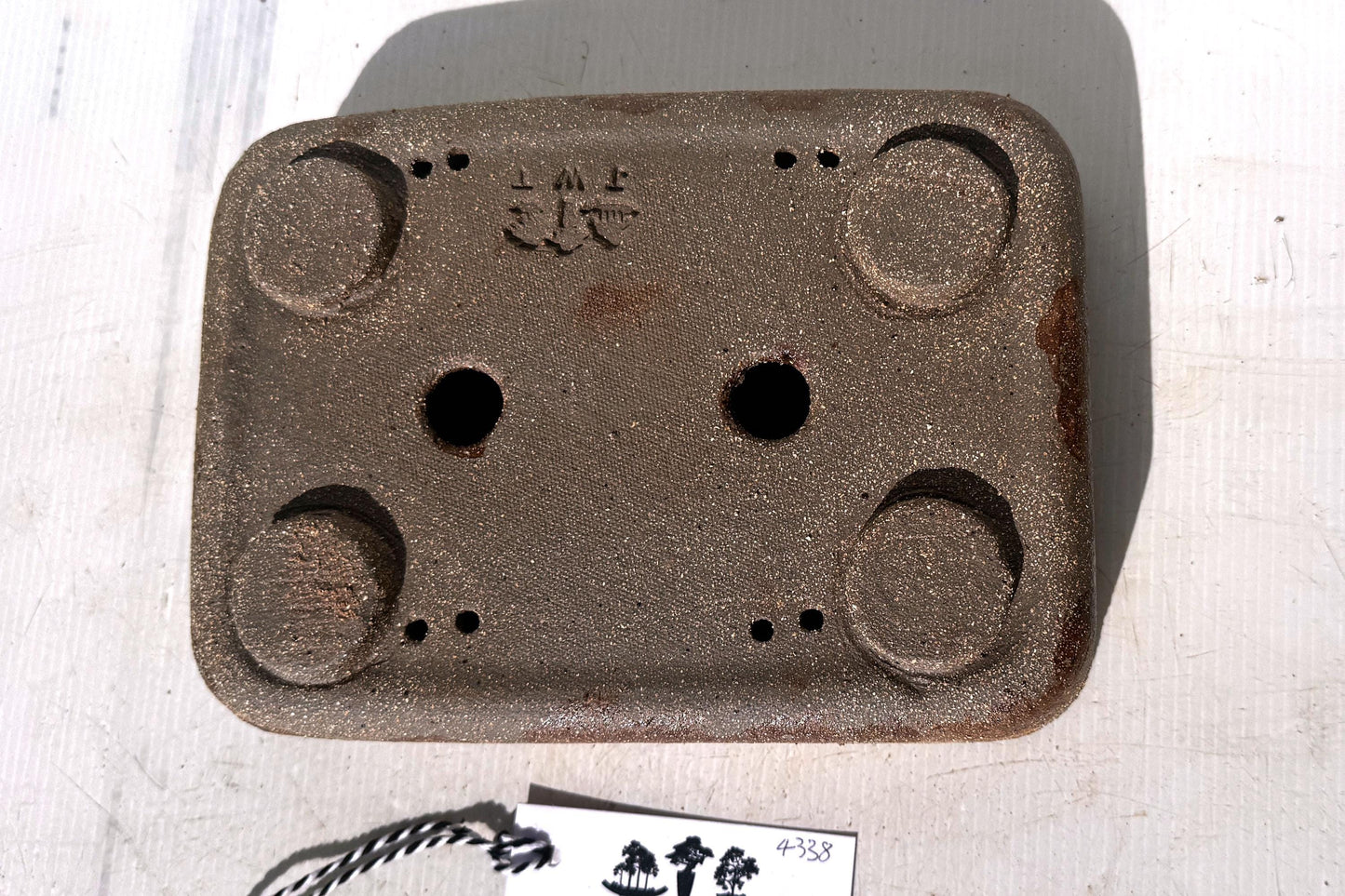 Rectangular 23.5cm Brown Stoneware Woodash Bonsai Pot